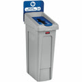Rubbermaid Commercial Slim Jim Recycling Station 1-Stream Mixed Recycling, 23 Gal
