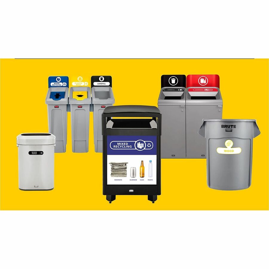 Rubbermaid Commercial Slim Jim Recycling Station 1-Stream Bottles/Cans, 23 Gal