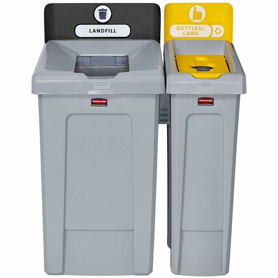 Rubbermaid Commercial Slim Jim Recycling Station 1-Stream Bottles/Cans, 23 Gal