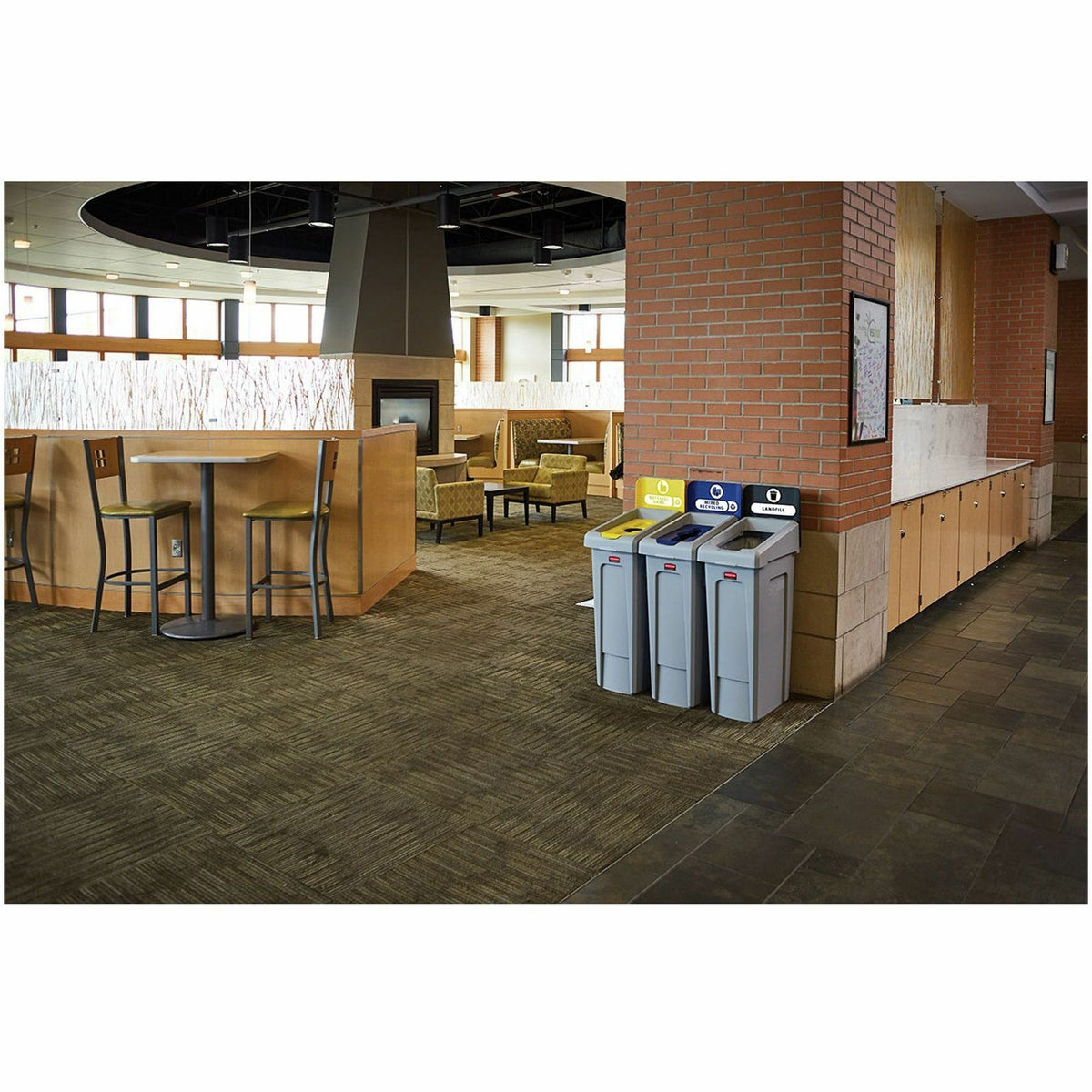 Rubbermaid Commercial Slim Jim Recycling Station 1-Stream Bottles/Cans, 23 Gal