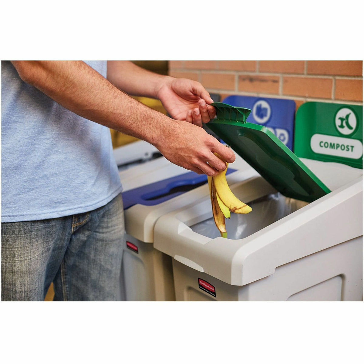 Rubbermaid Commercial Slim Jim Recycling Station 1-Stream Compost, 23 Gal