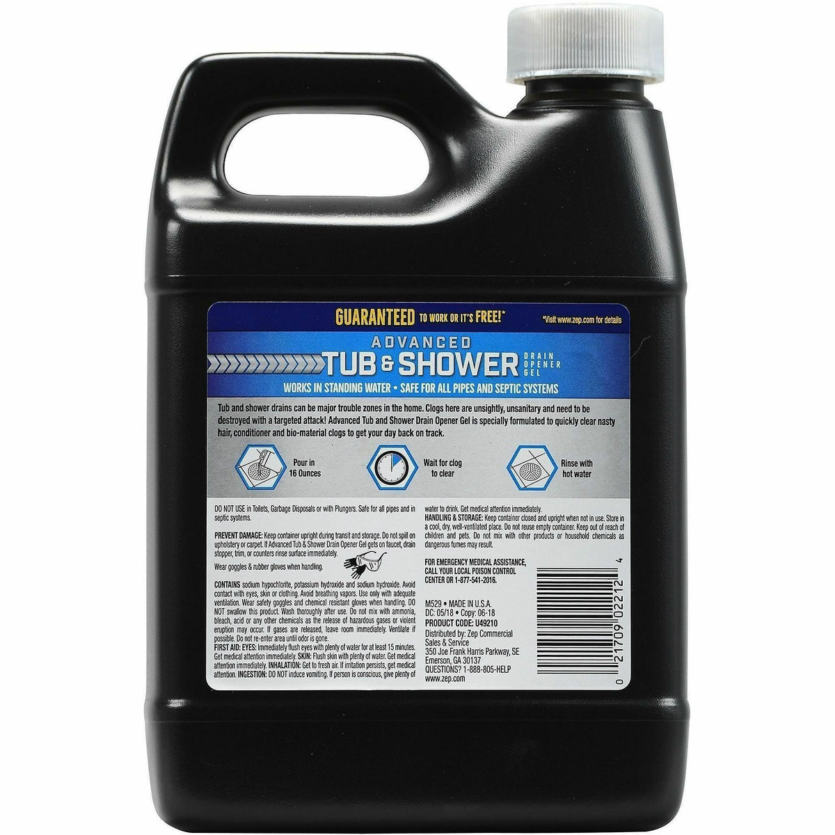 Zep Commercial Advanced Tub and Shower Drain Opener Gel