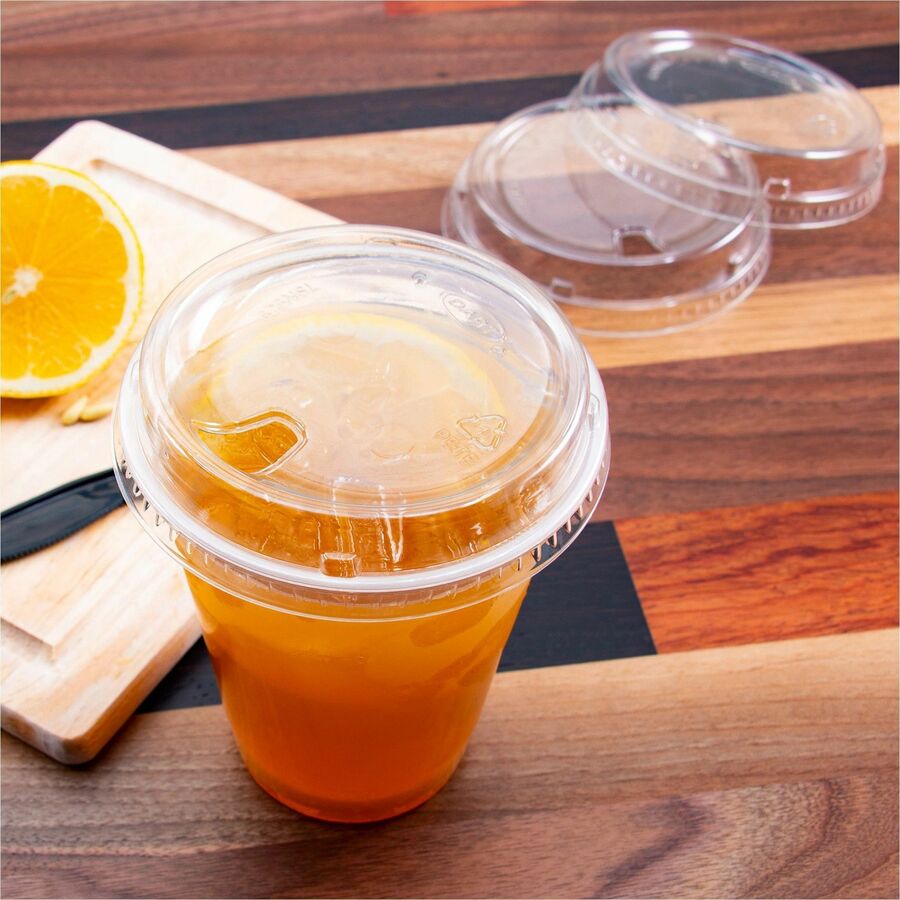 Dart 12-24 oz PET Strawless Lid - Clear