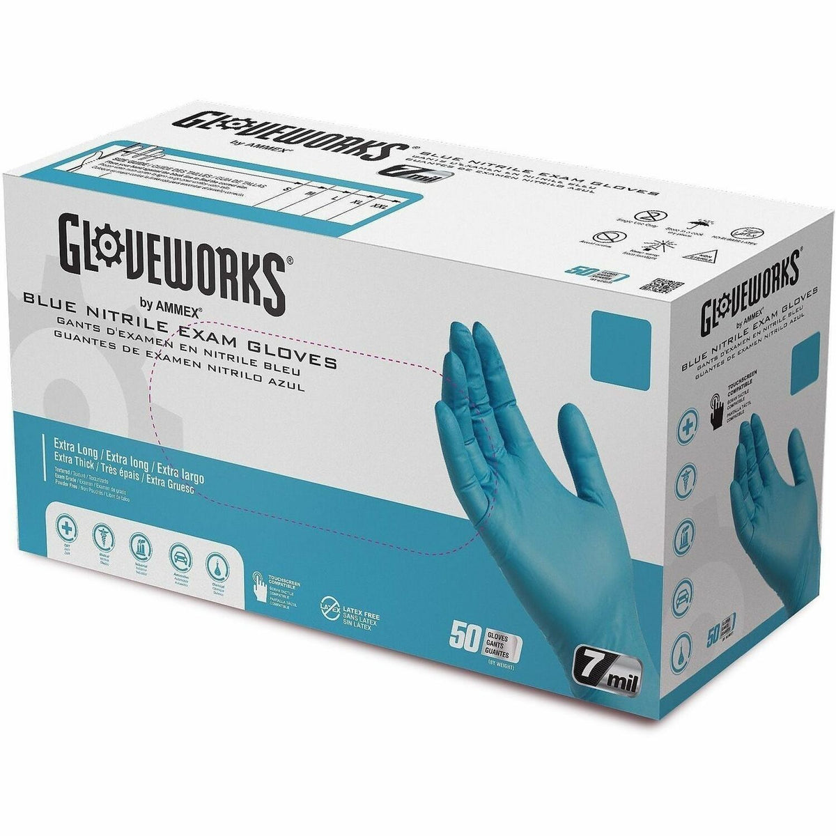 Gloveworks Blue HD Nitrile Powder-Free Exam Gloves