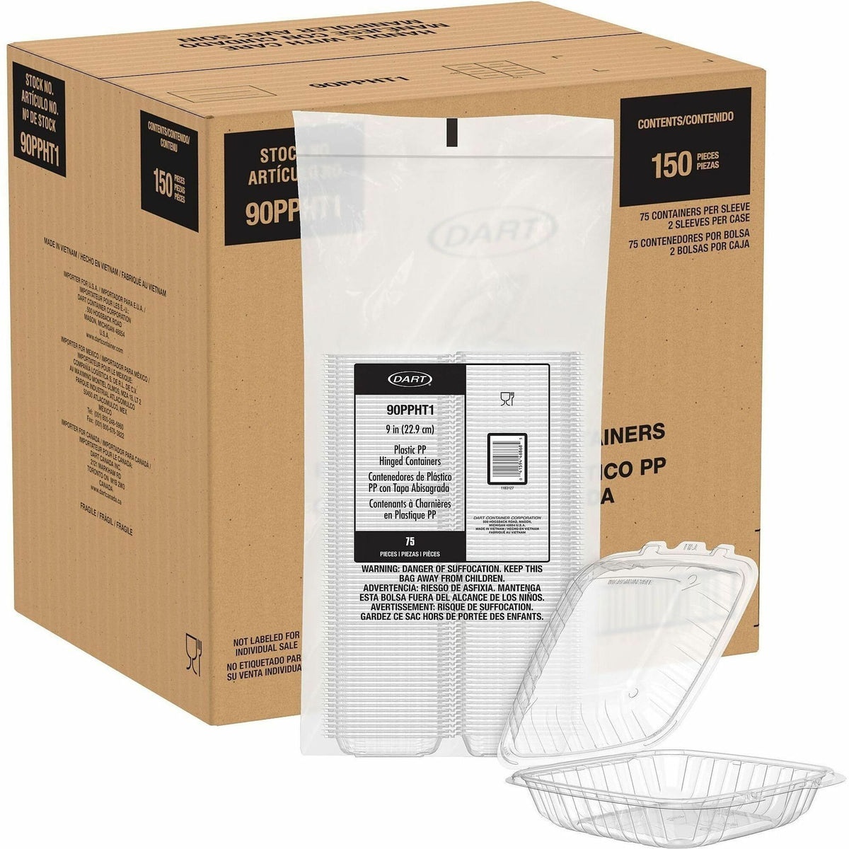 Dart 9" Hinged Food Container