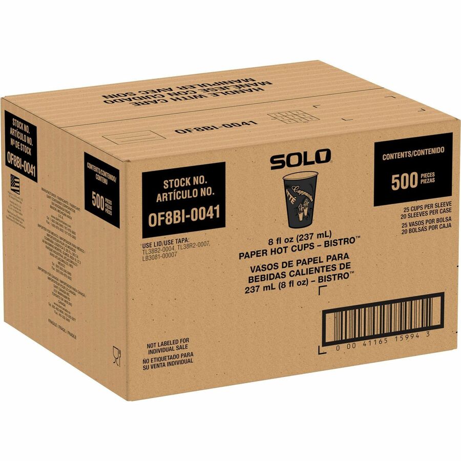 Solo 8 oz Bistro Design Hot Cups