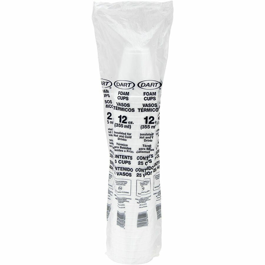 Dart J Cup 12 oz Squat Insulated Foam Cups