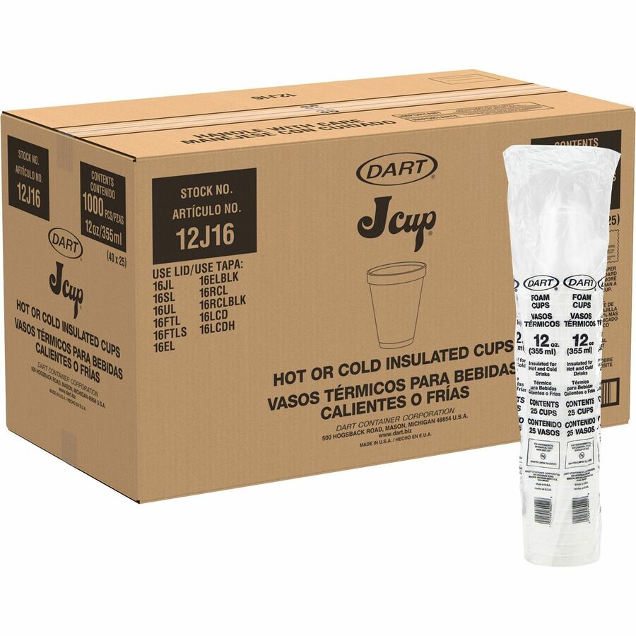 Dart J Cup 12 oz Squat Insulated Foam Cups