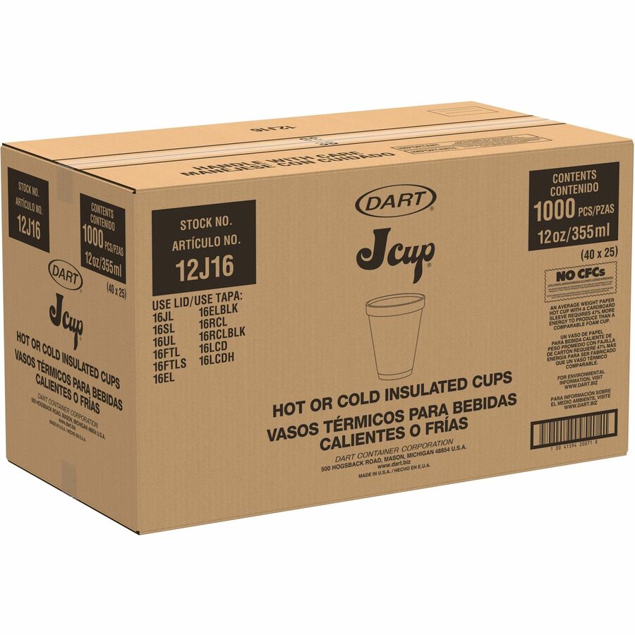 Dart J Cup 12 oz Squat Insulated Foam Cups