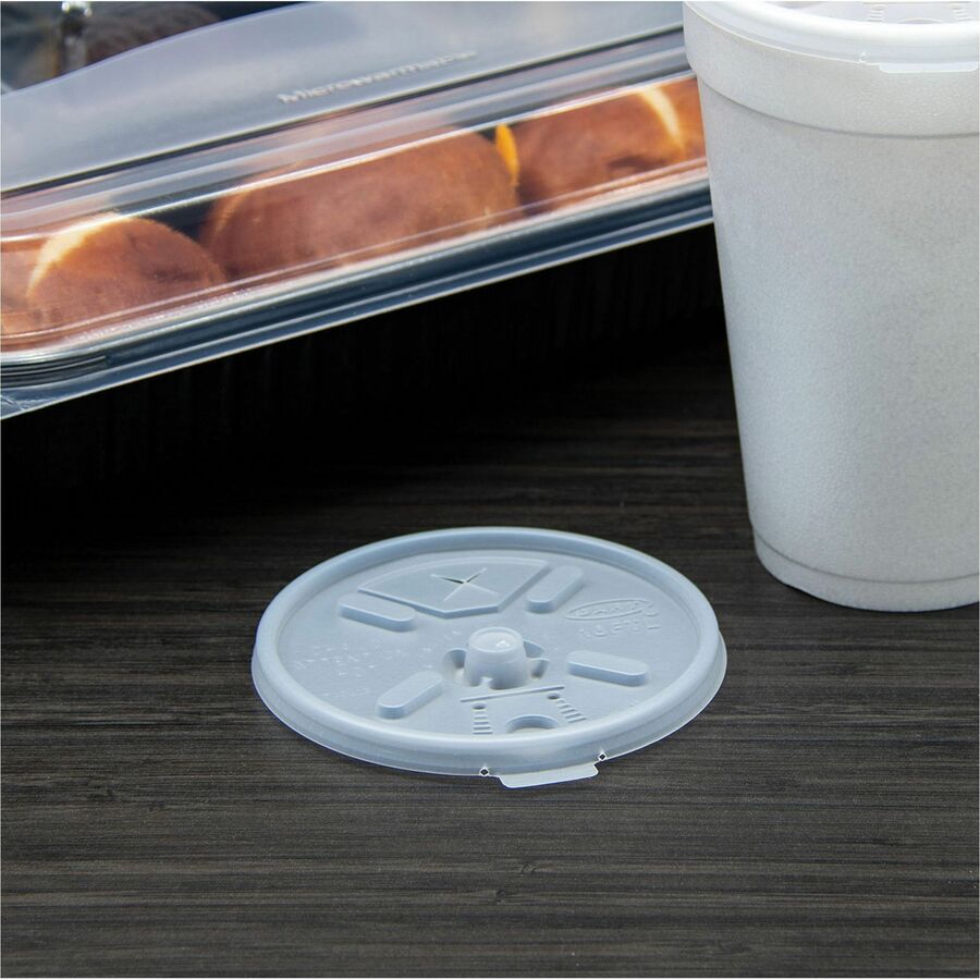 Dart 12-24 oz Foam Cup Straw-Slotted Lid with Lift n' Lock