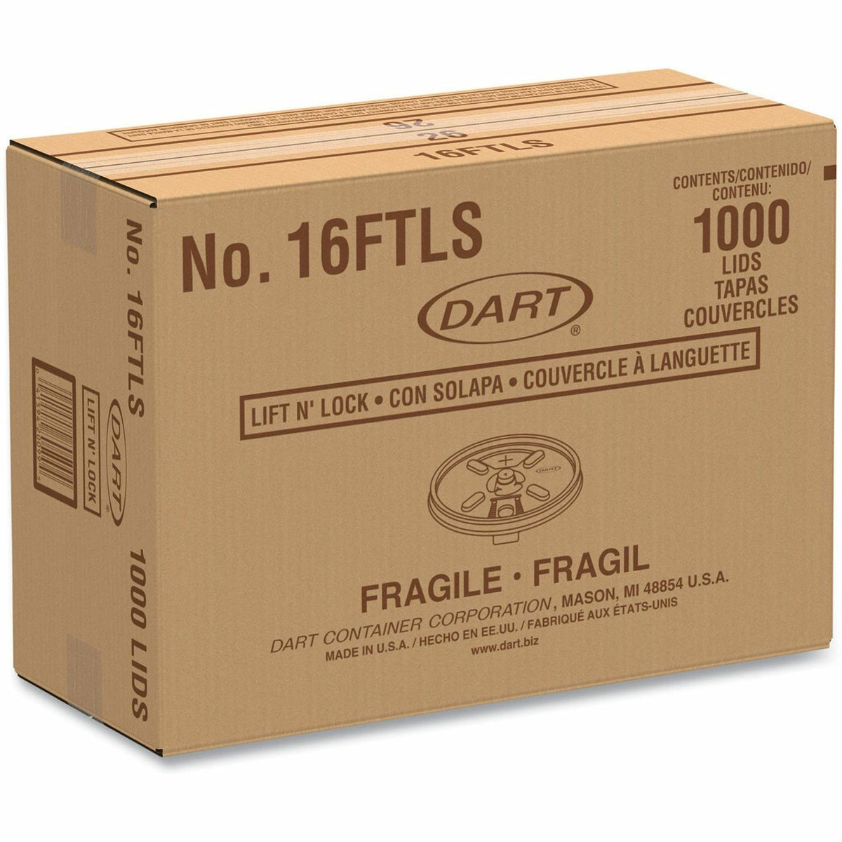 Dart 12-24 oz Foam Cup Straw-Slotted Lid with Lift n' Lock