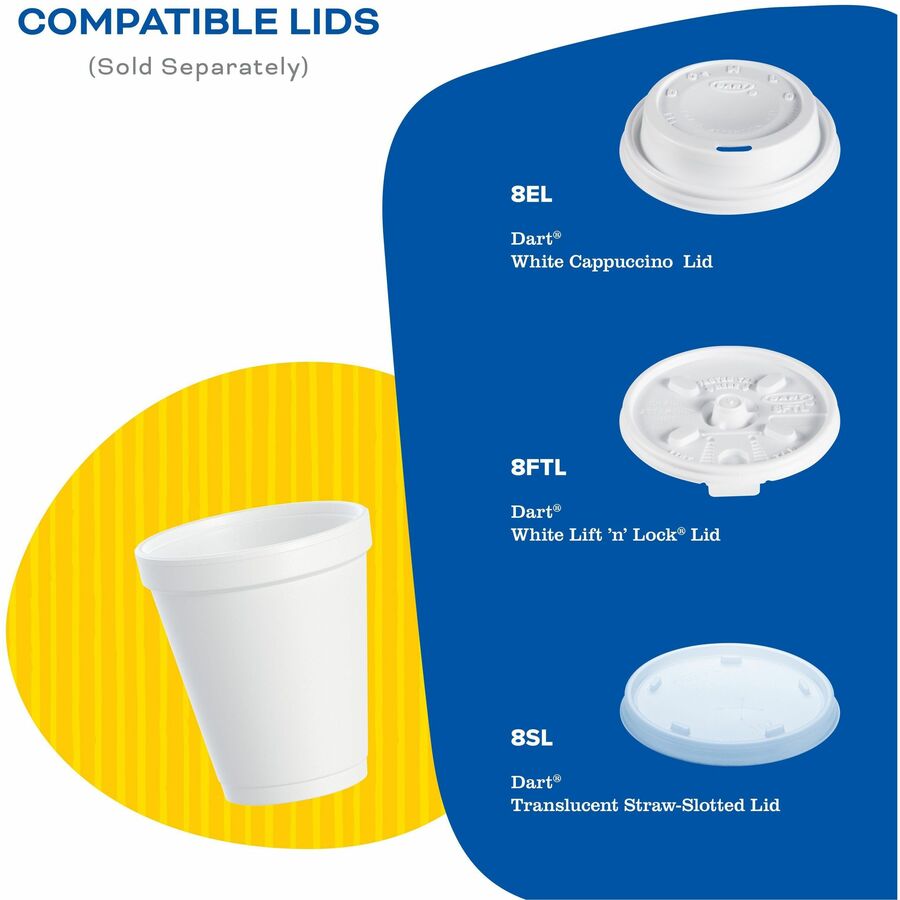 Dart J Cup 8 oz Insulated Foam Cups