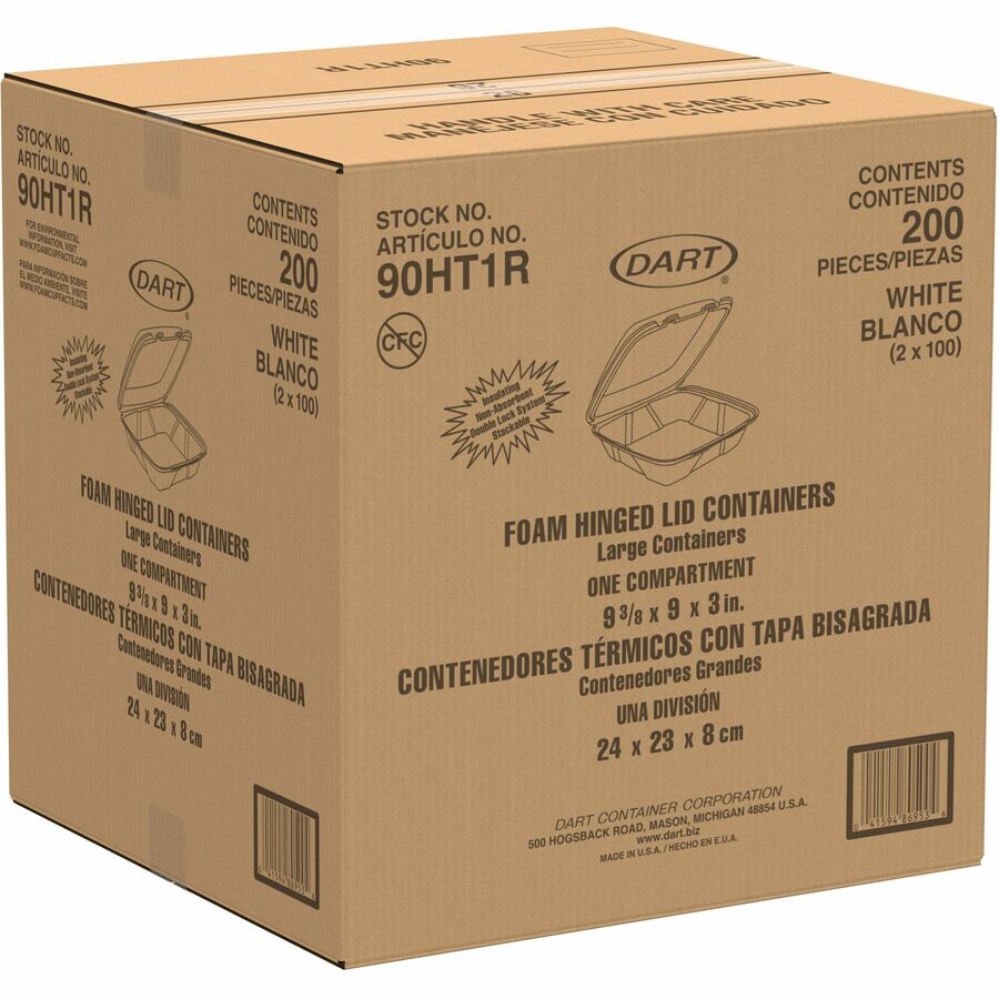 Dart Large 1-Compartment Carryout Foam Trays
