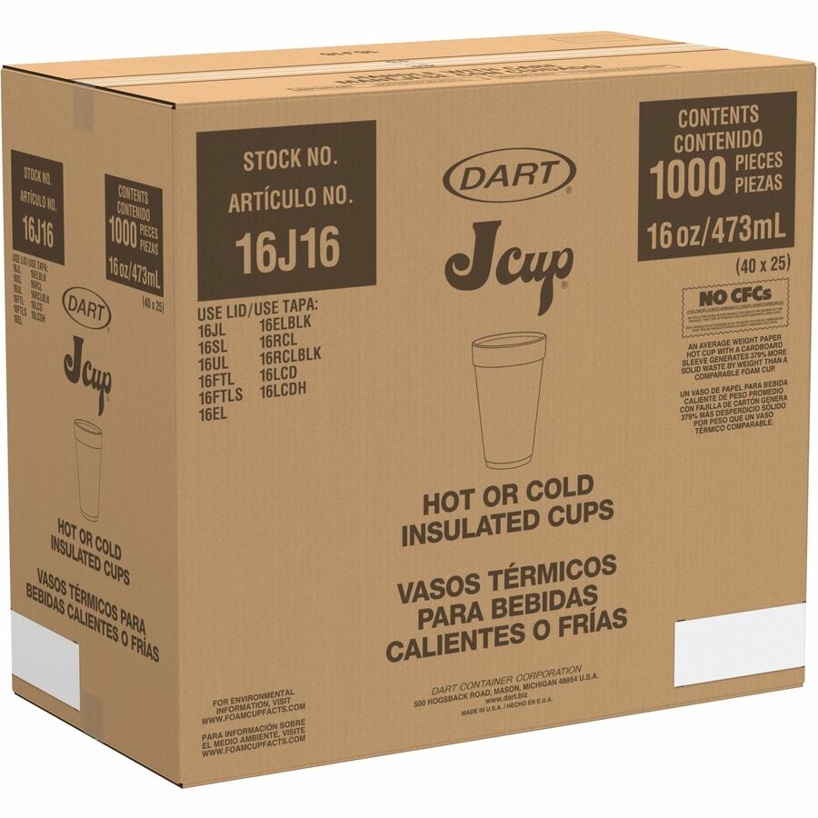 Dart J Cup 16 oz Insulated Foam Cups