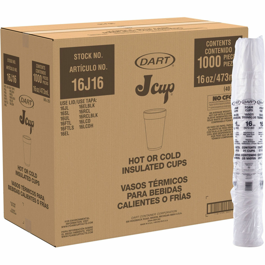 Dart J Cup 16 oz Insulated Foam Cups