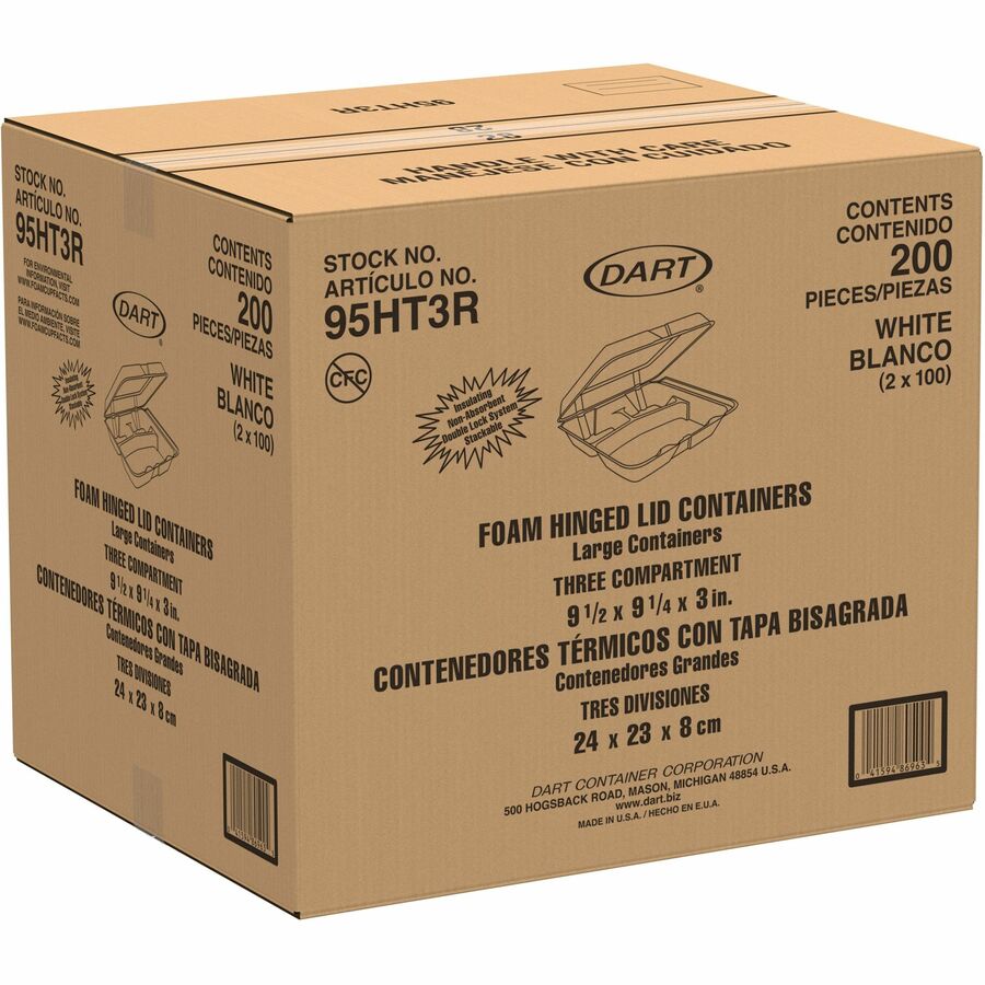 Dart 9-1/2" Triple-Compartment Foam Containers