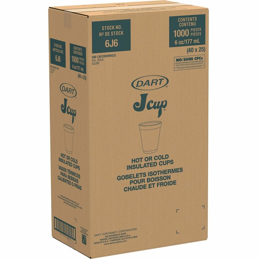 Dart J Cup 6 oz Insulated Foam Cups