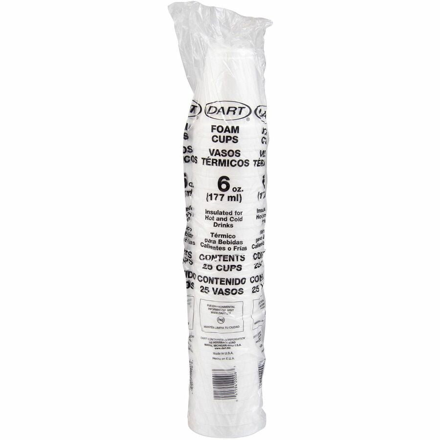 Dart J Cup 6 oz Insulated Foam Cups