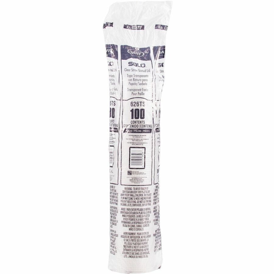 Dart 12-24 oz PET Plastic Straw-Slotted Lid - Clear