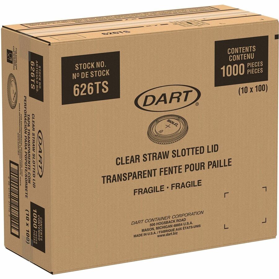 Dart 12-24 oz PET Plastic Straw-Slotted Lid - Clear