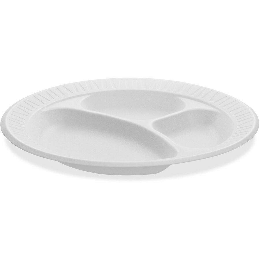 Dart Concorde 9" Nonlaminated Foam 3-Compartment Plates