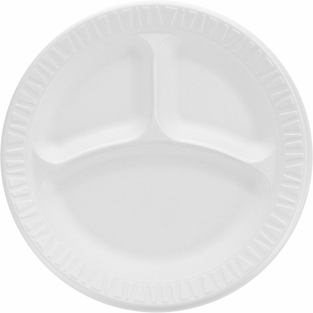 Dart Concorde 9" Nonlaminated Foam 3-Compartment Plates