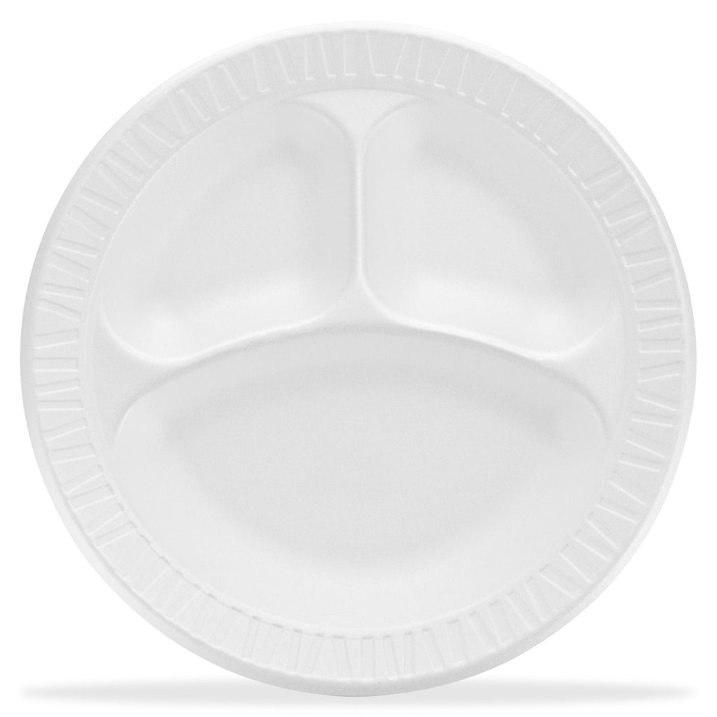 Dart Concorde 9" Nonlaminated Foam 3-Compartment Plates