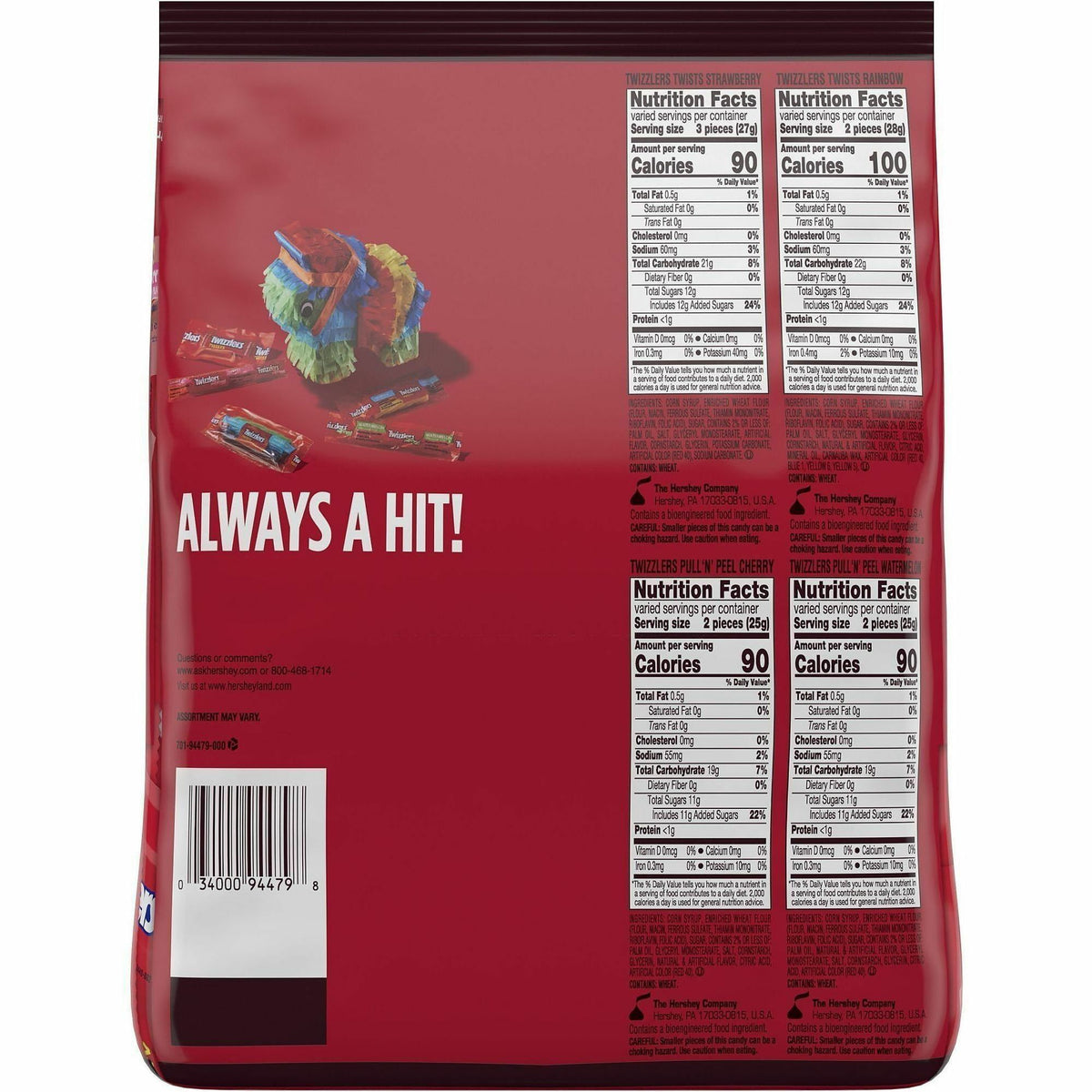Twizzlers Assorted Flavored Licorice Style Candy Bulk Party Pack, 46.34 oz