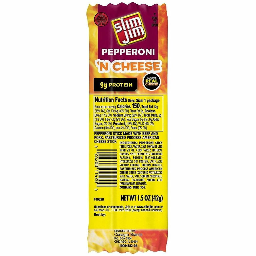 Green Rabbit Slim Jim Pepperoni & Cheese Sticks