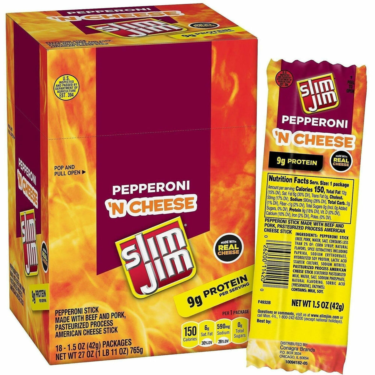 Green Rabbit Slim Jim Pepperoni & Cheese Sticks