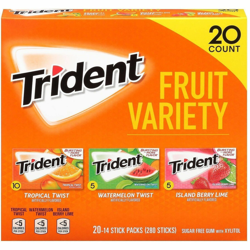 Green Rabbit Trident Sugar-Free Gum Fruit Variety
