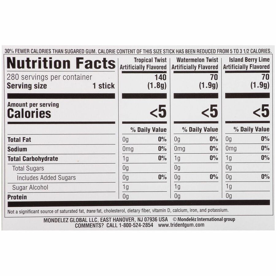 Green Rabbit Trident Sugar-Free Gum Fruit Variety