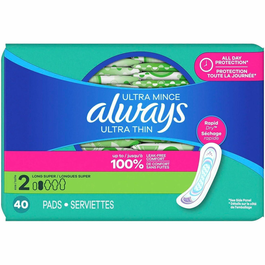 Always Ultra Thin Size 2 Long Super Pads, Unscented