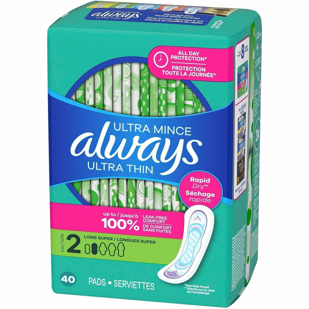 Always Ultra Thin Size 2 Long Super Pads, Unscented