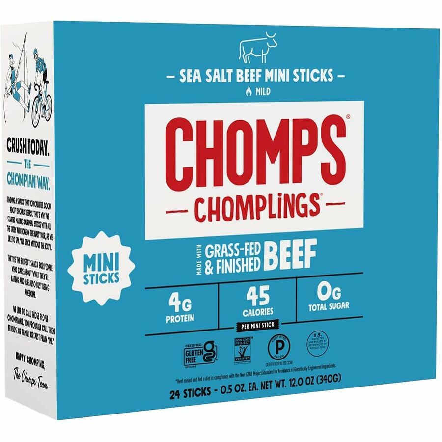 CHOMPS Chomplings Sea Salt Beef Jerky Sticks