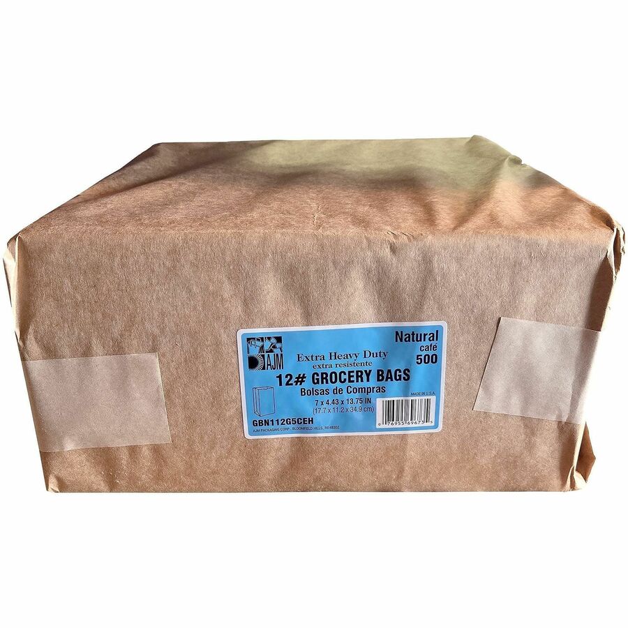AJM #12 Extra Heavy-Duty Kraft Paper Grocery Bags