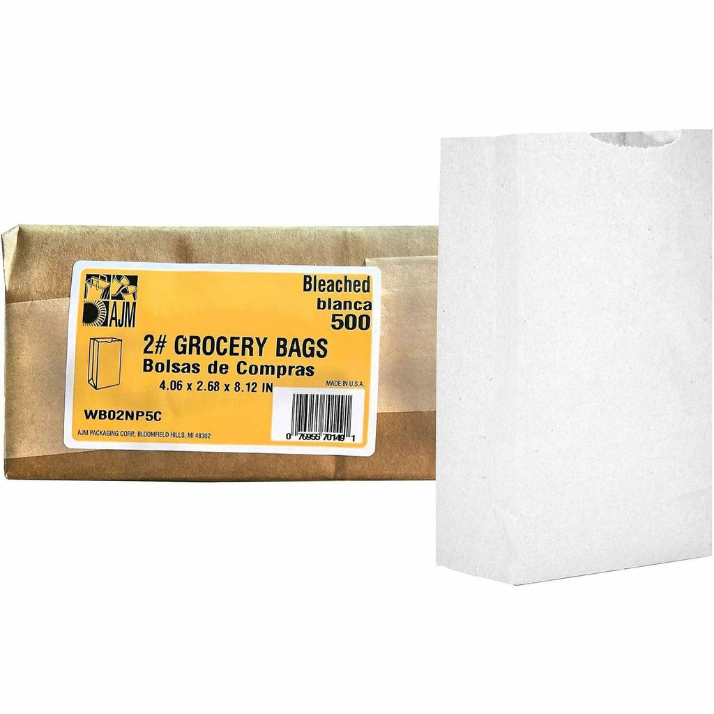 AJM #2 White Paper Grocery Bags