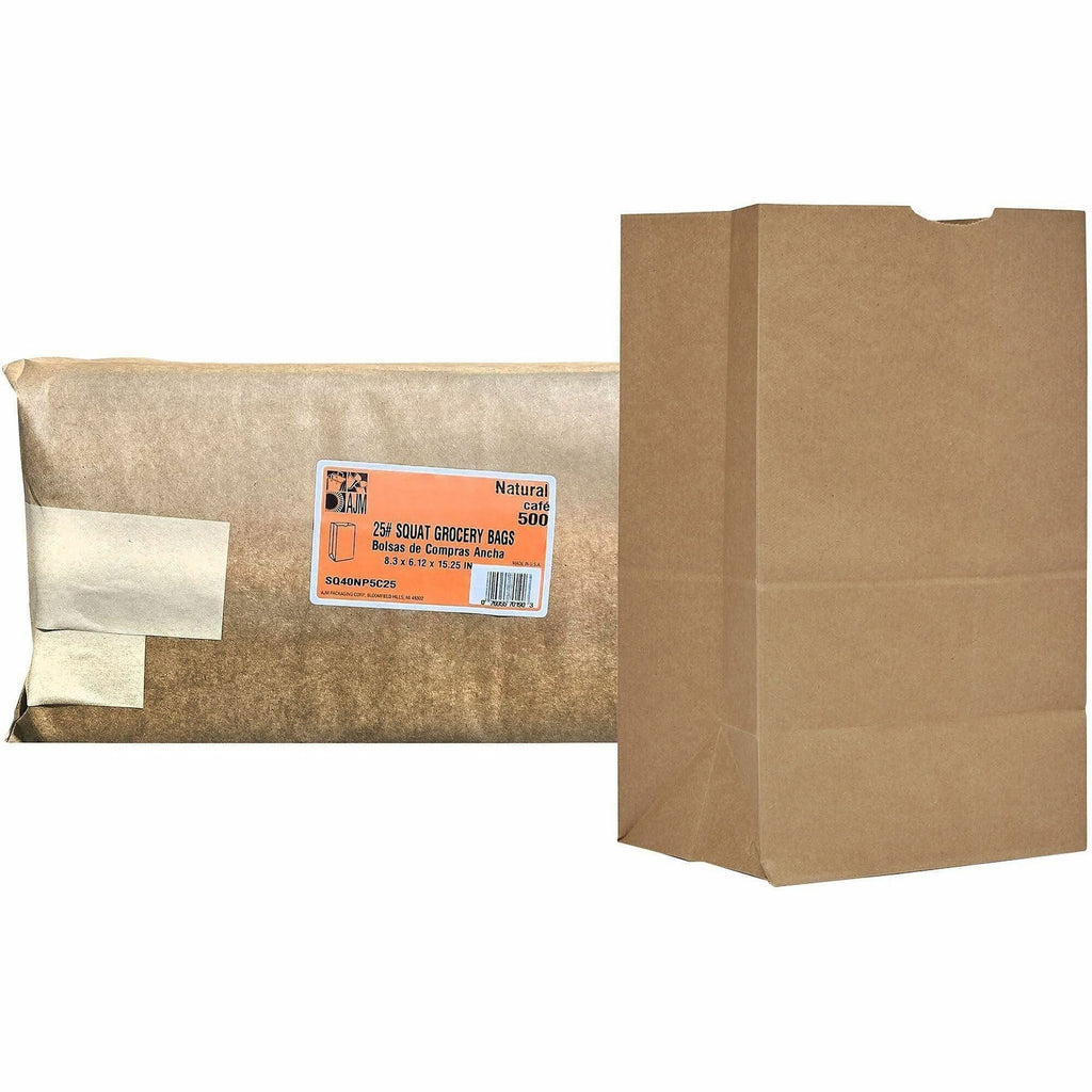 AJM #25 Squat Kraft Paper Grocery Bags