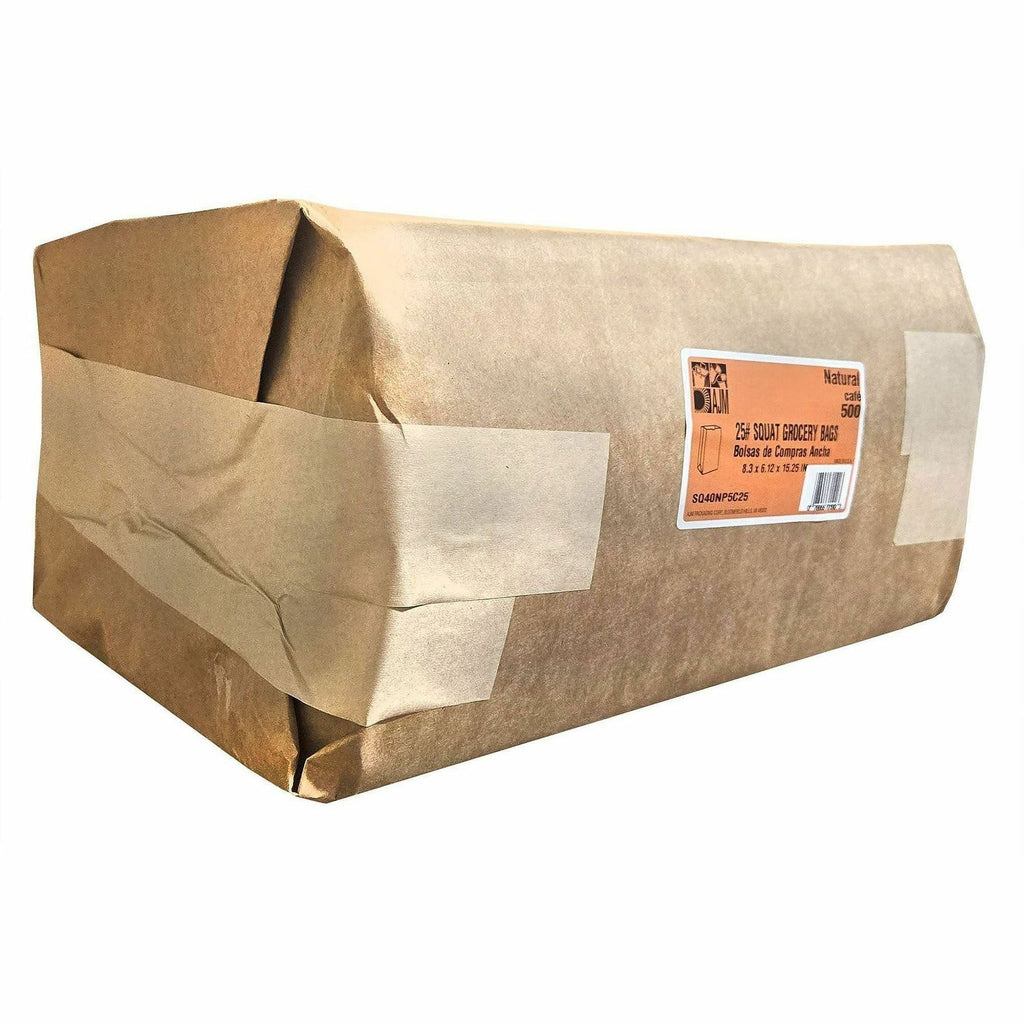 AJM #25 Squat Kraft Paper Grocery Bags