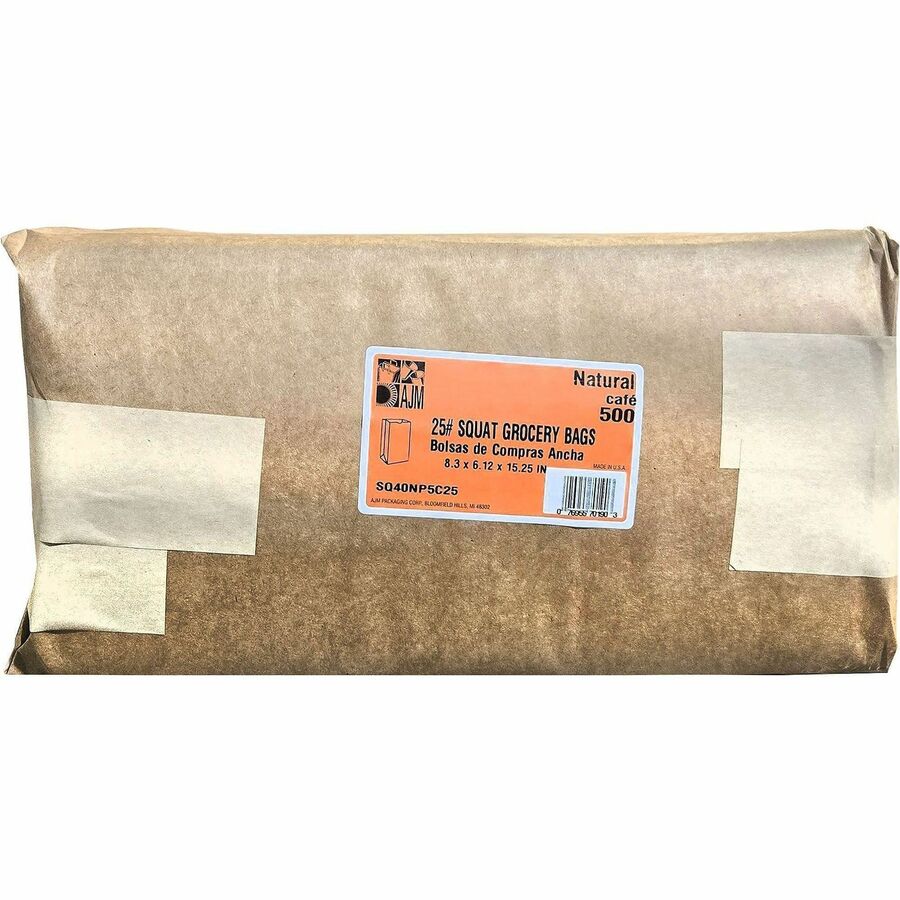 AJM #25 Squat Kraft Paper Grocery Bags