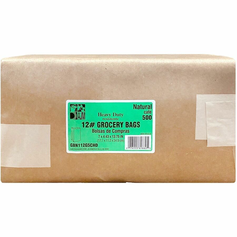 AJM #12 Squat Heavy-Duty Kraft Paper Grocery Bags