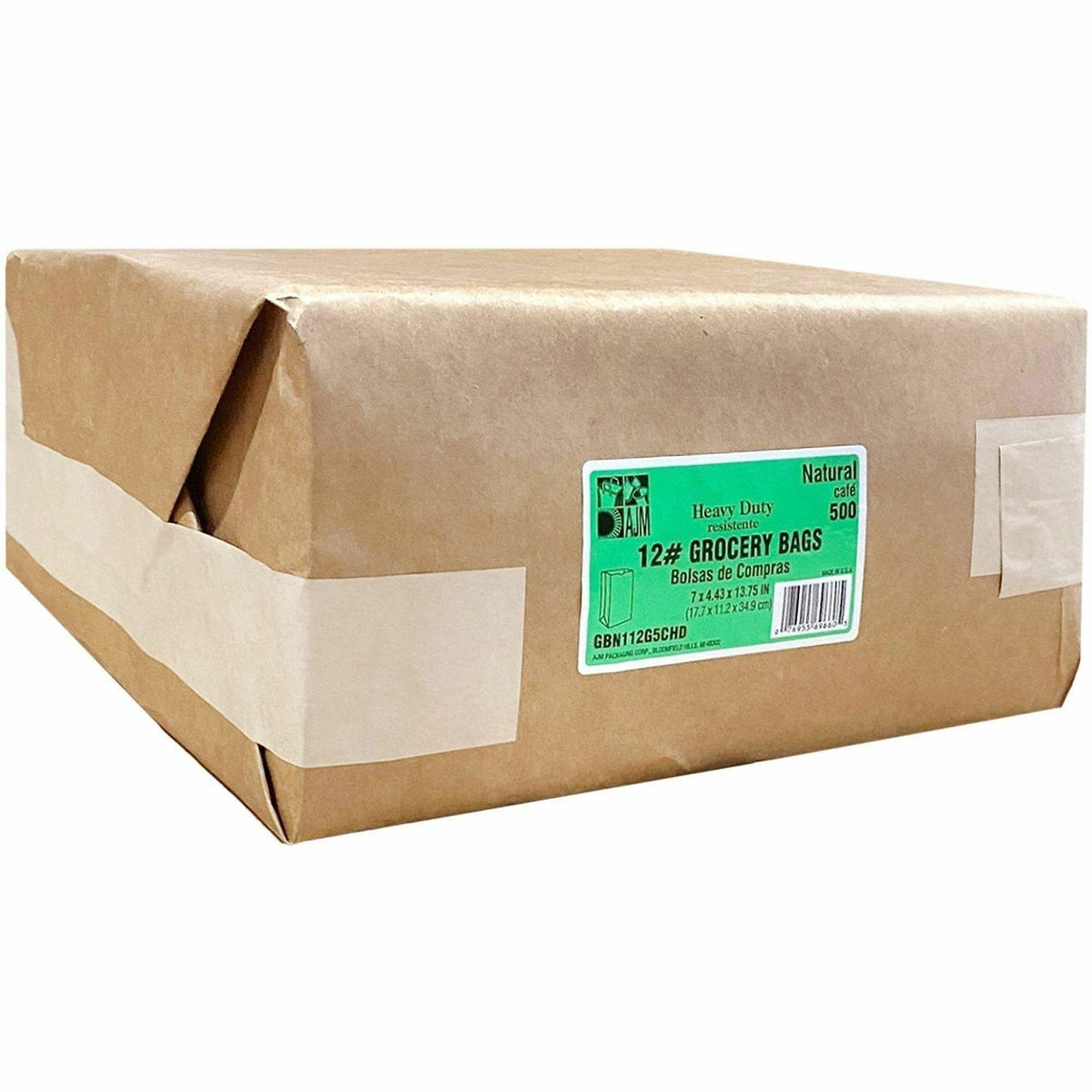 AJM #12 Squat Heavy-Duty Kraft Paper Grocery Bags