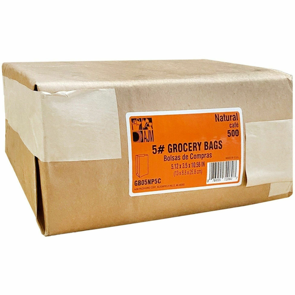 AJM #5 Squat Kraft Paper Grocery Bags