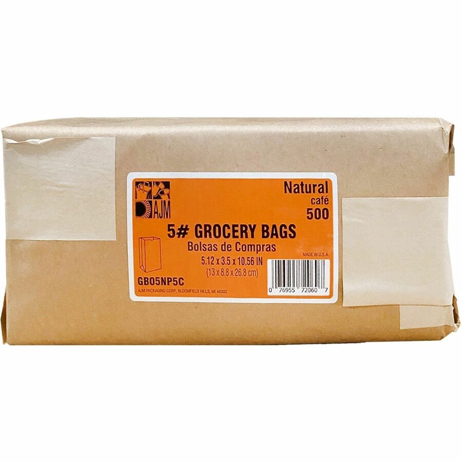 AJM #5 Squat Kraft Paper Grocery Bags