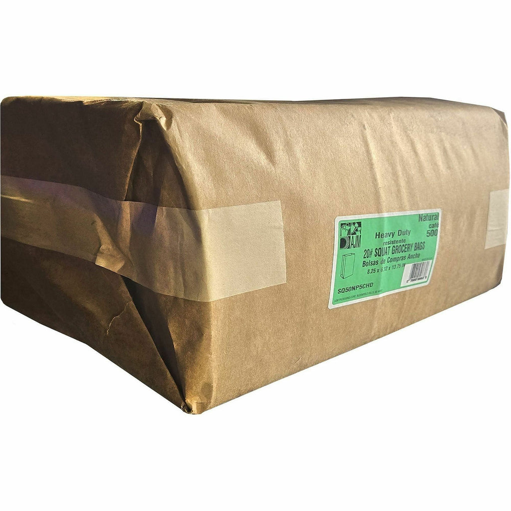 AJM #20 Squat Heavy-Duty Kraft Paper Grocery Bags