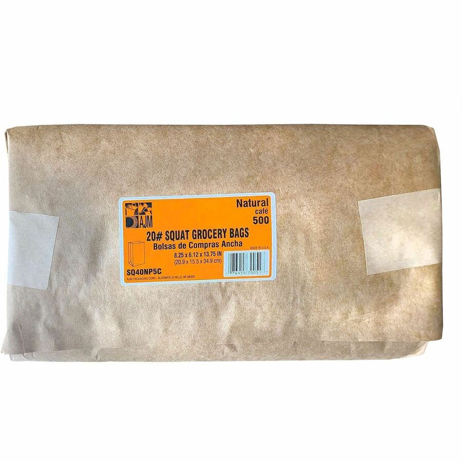 AJM #20 Squat Kraft Paper Grocery Bags