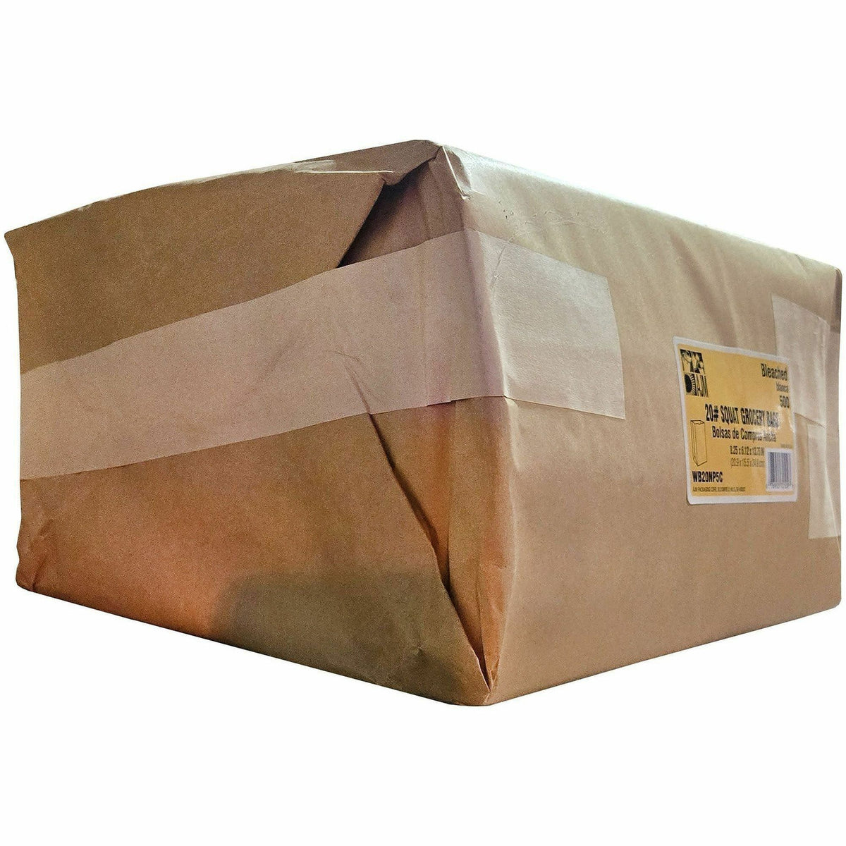 AJM #20 Squat White Paper Grocery Bags