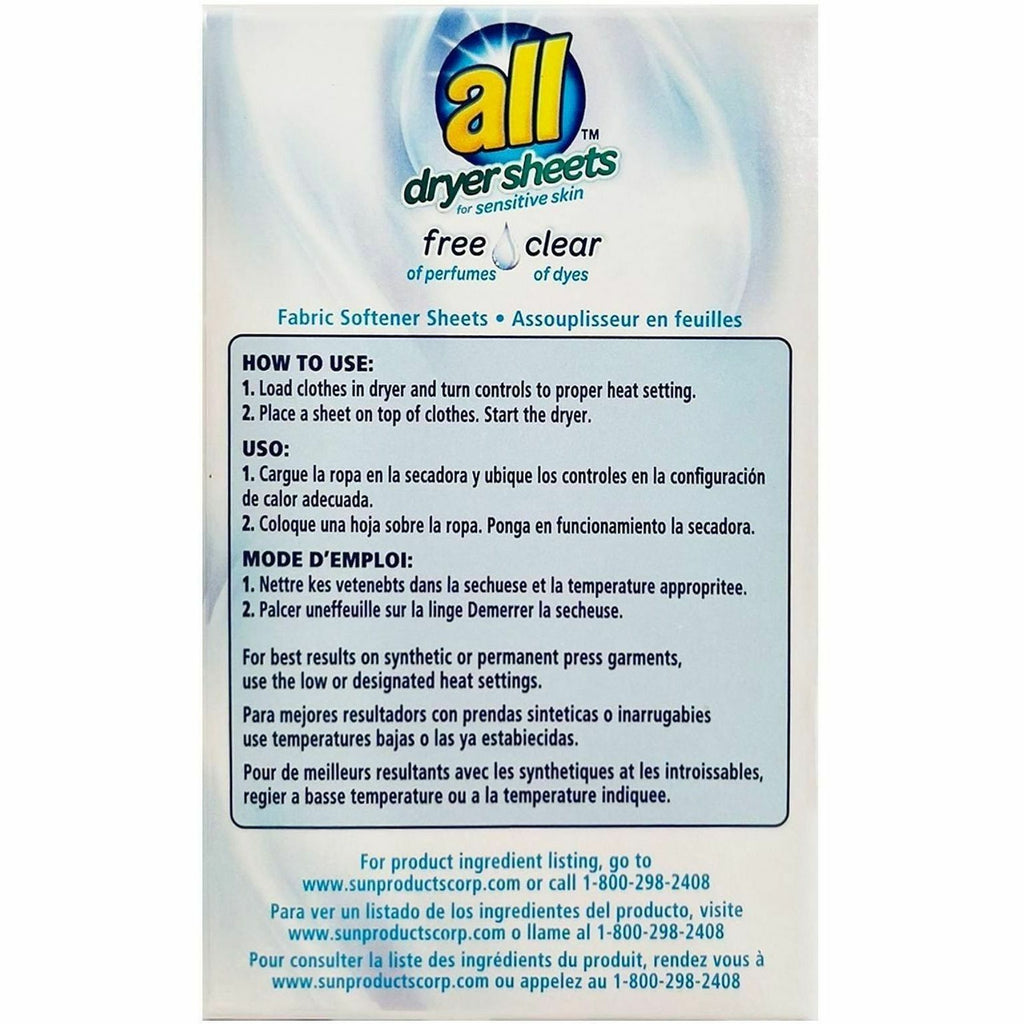 All free & clear Single-Use Dryer Sheets