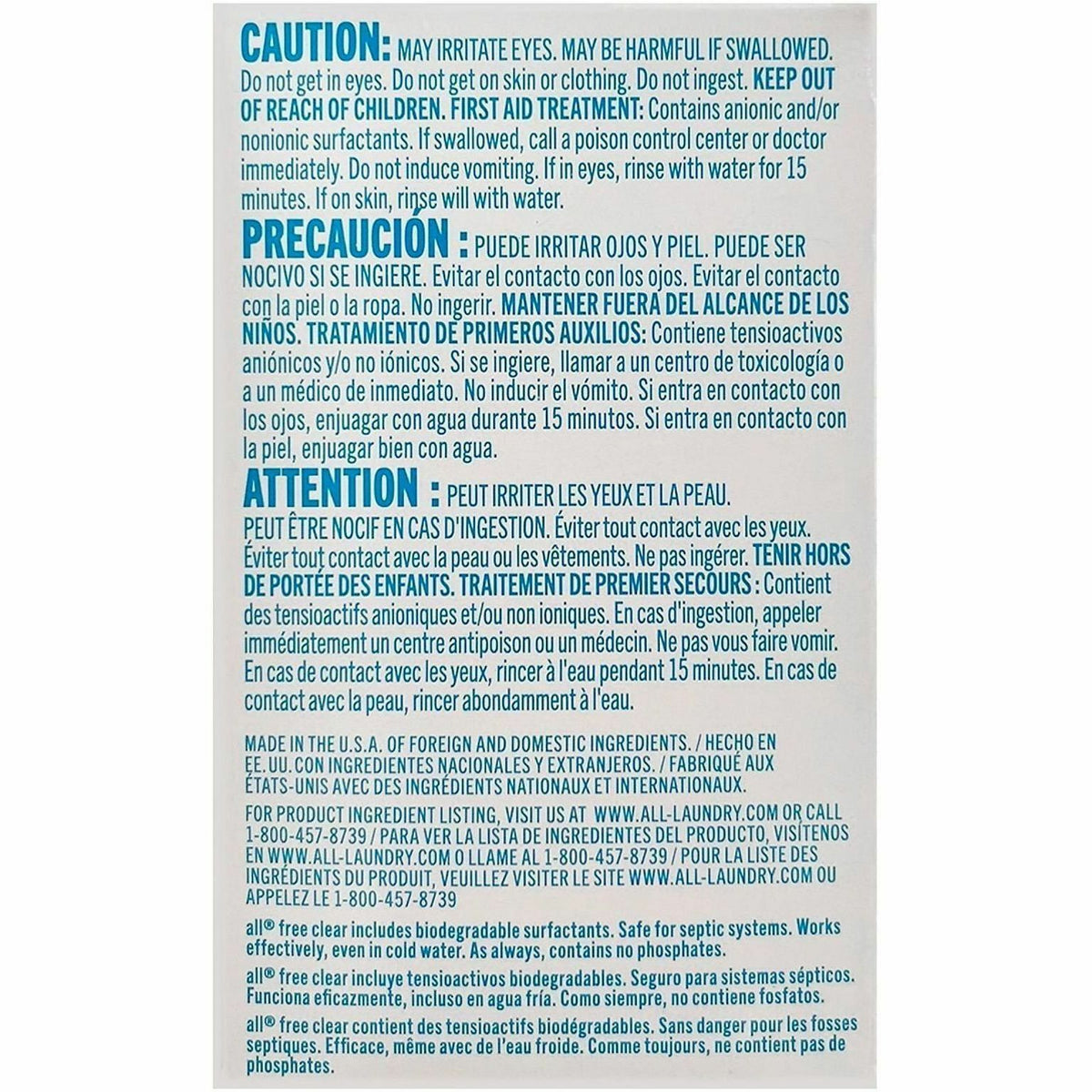 All free & clear Single-Use HE Liquid Laundry Detergent