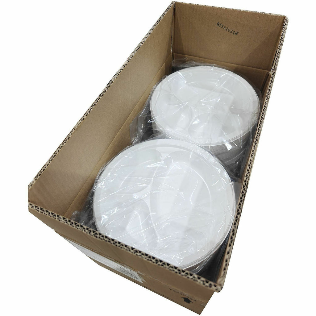 Genuine Joe 3-Compartment Plastic Plates